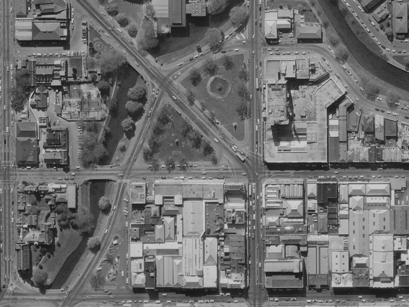 104 Armagh Street from the air, 1970-1974