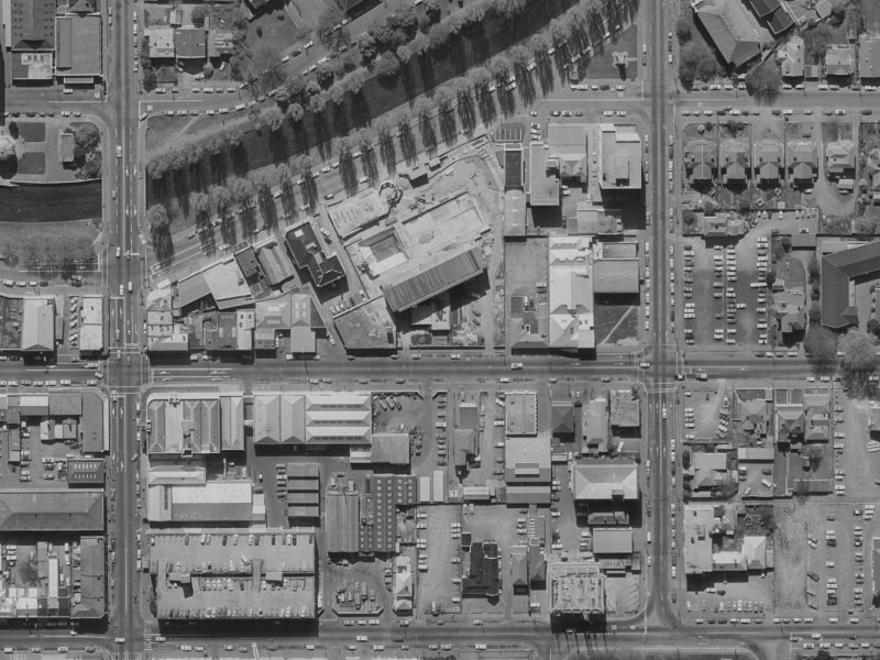 185 Armagh Street from the air, 1970-1974