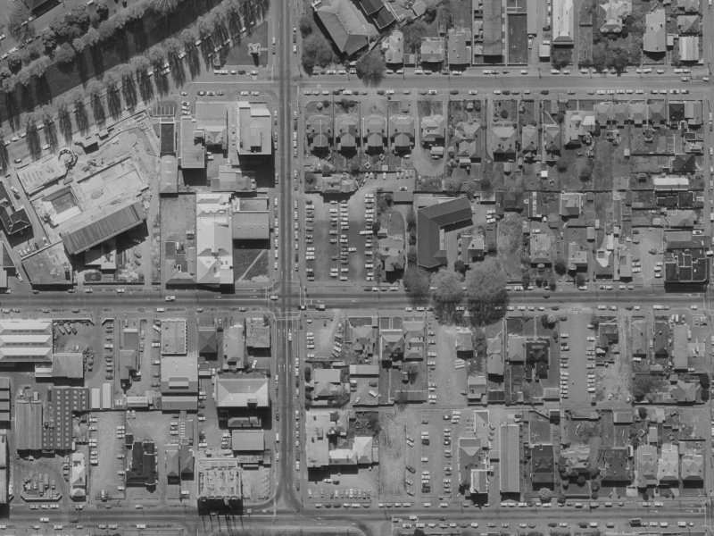 211 Armagh Street from the air, 1970-1974
