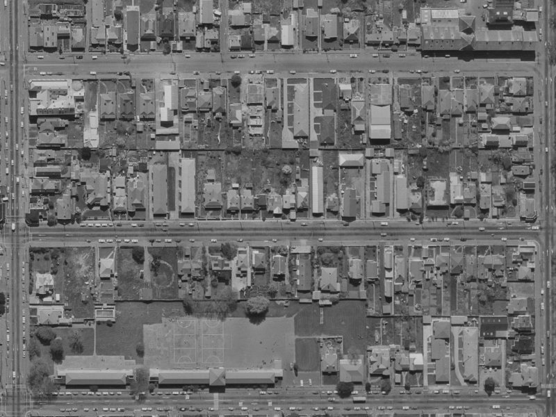 285 Armagh Street from the air, 1970-1974