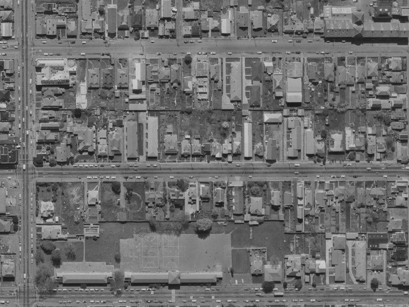 293 Armagh Street from the air, 1970-1974