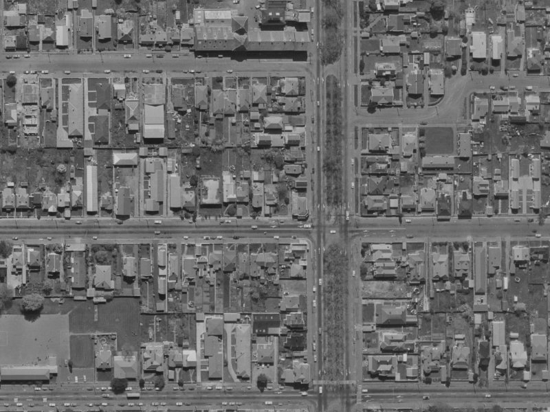 317 Armagh Street from the air, 1970-1974