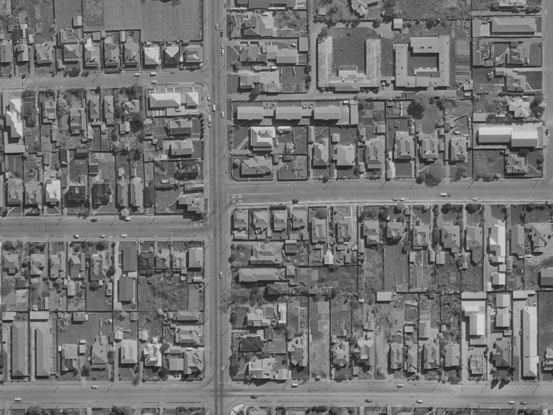 468 Armagh Street from the air, 1970-1974