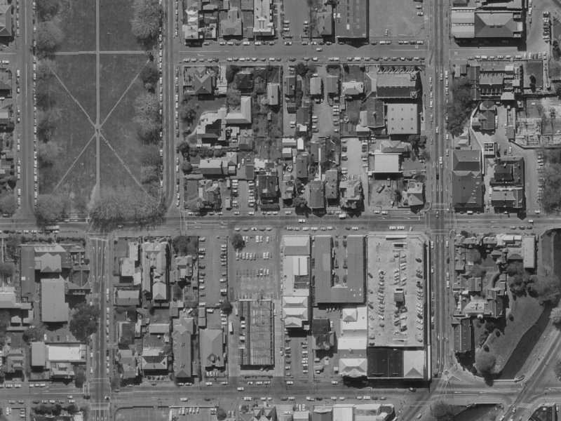 55 Armagh Street from the air, 1970-1974