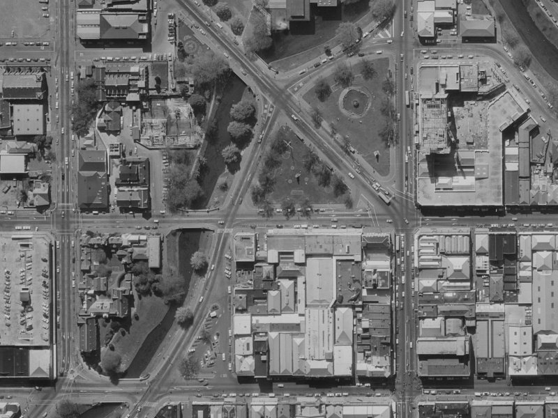 88–94 Armagh Street from the air, 1970-1974