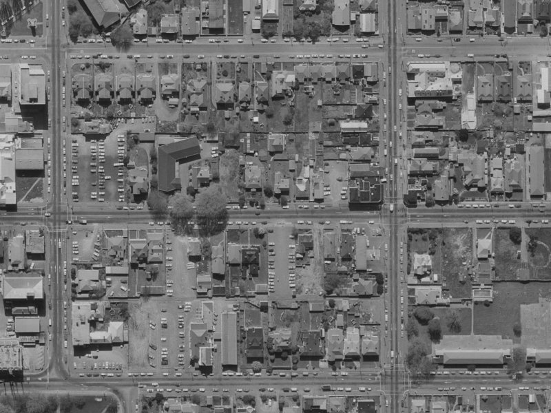 231 Armagh Street from the air, 1970-1974
