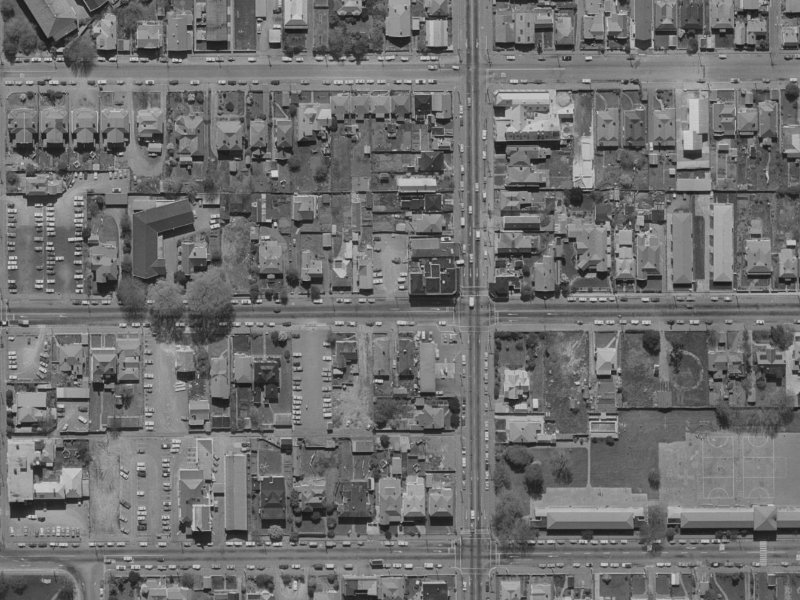 243 Armagh Street from the air, 1970-1974