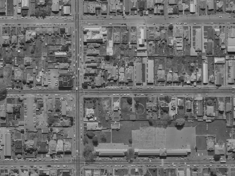263 Armagh Street from the air, 1970-1974