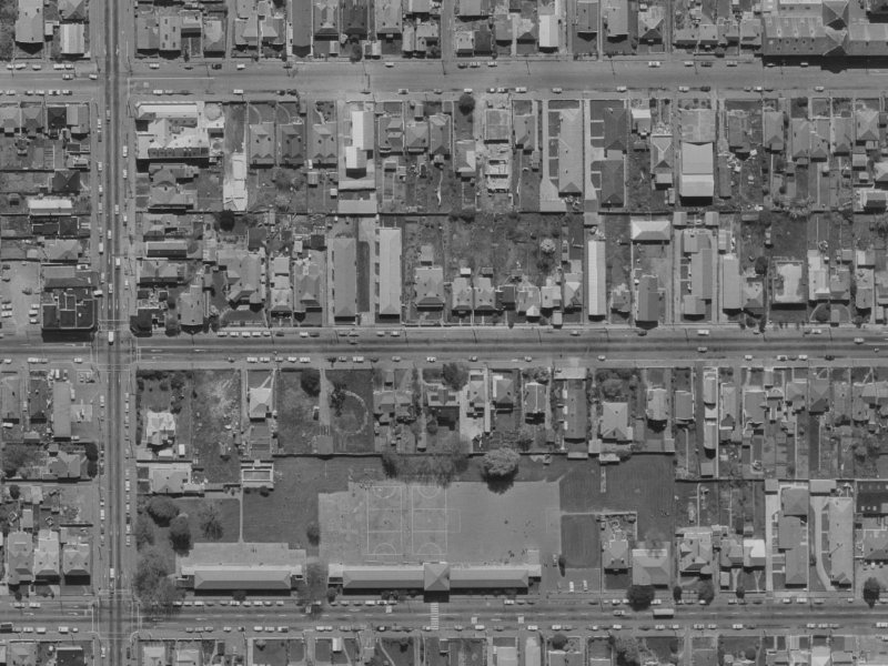 279 Armagh Street from the air, 1970-1974