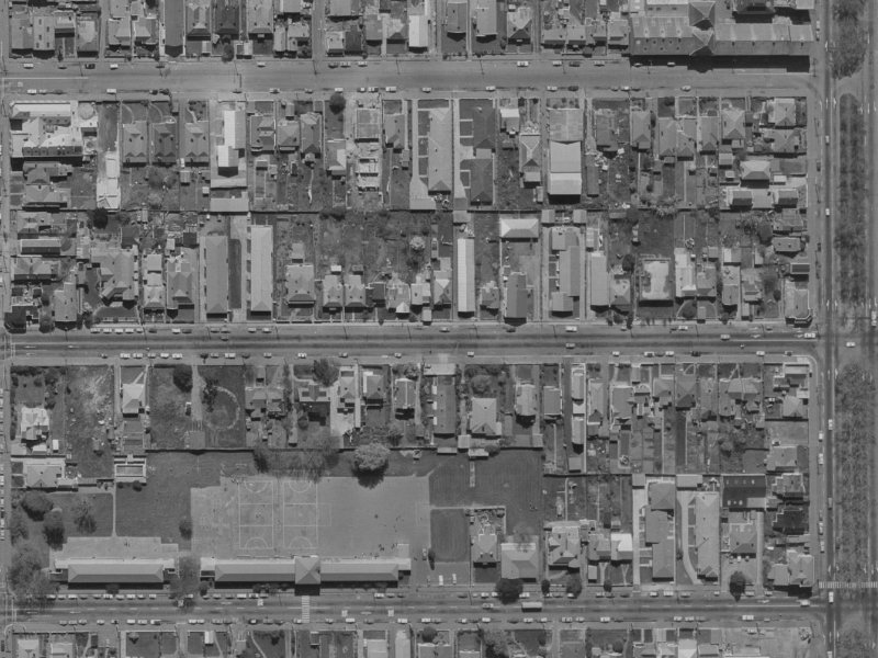 291 Armagh Street from the air, 1970-1974