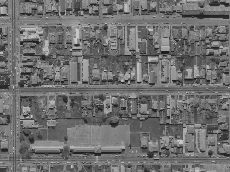 309 Armagh Street from the air, 1970-1974