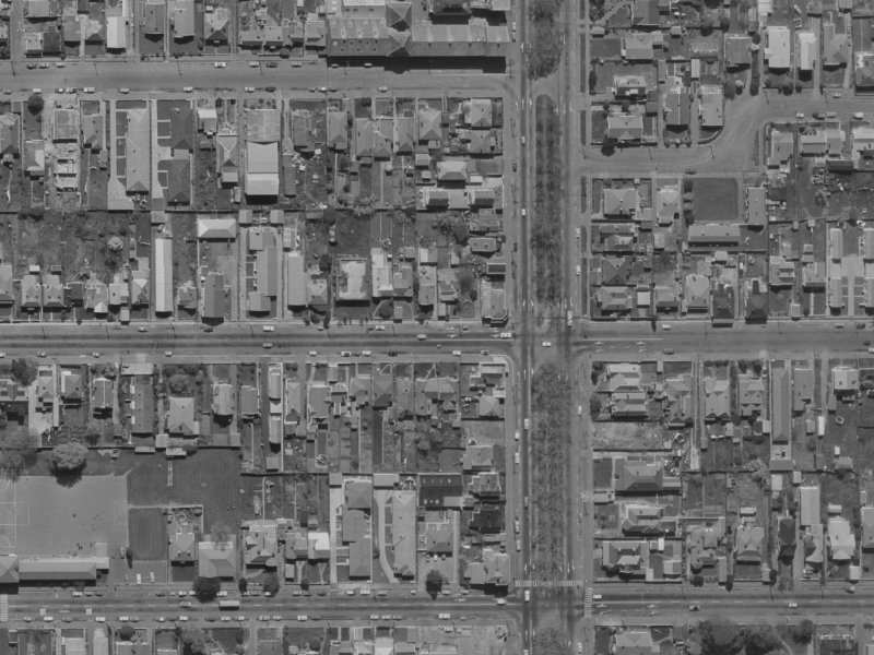 315 Armagh Street from the air, 1970-1974
