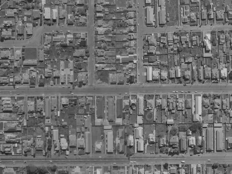 353-365 Armagh Street from the air, 1970-1974