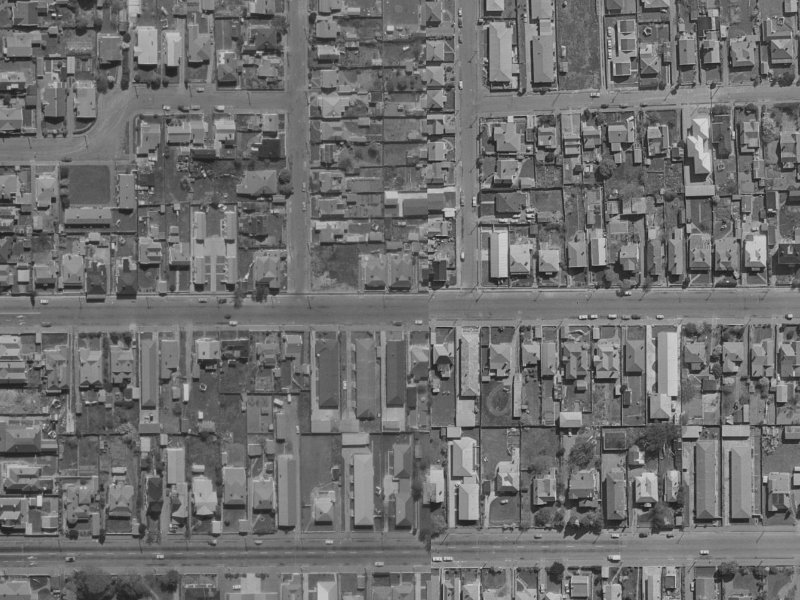 361-365 Armagh Street from the air, 1970-1974