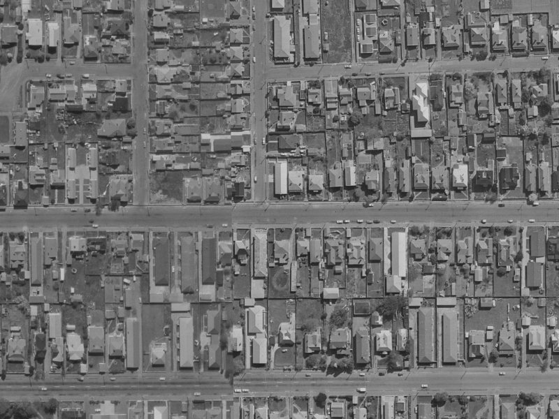 412-414 Armagh Street from the air, 1970-1974