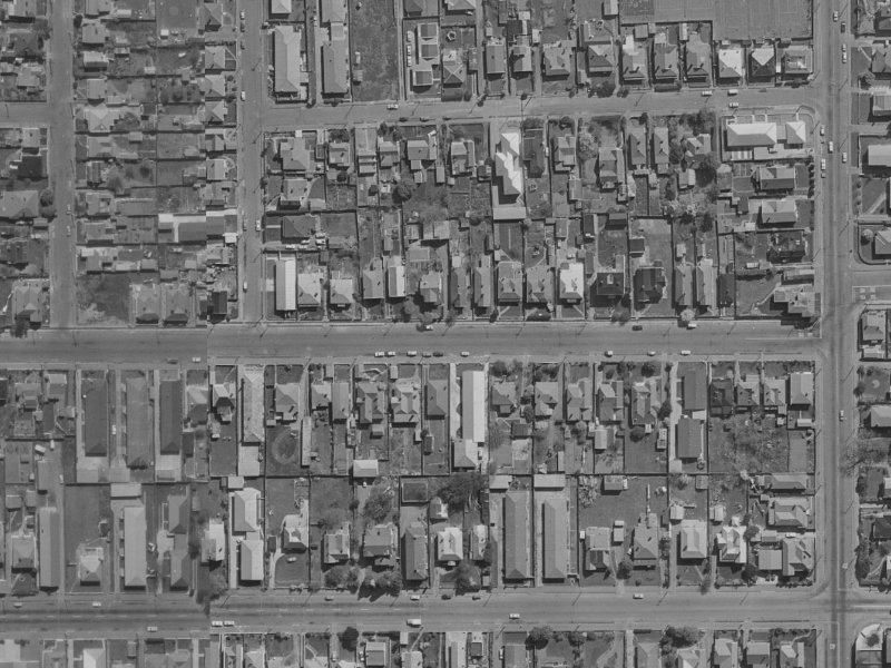 381 Armagh Street from the air, 1970-1974