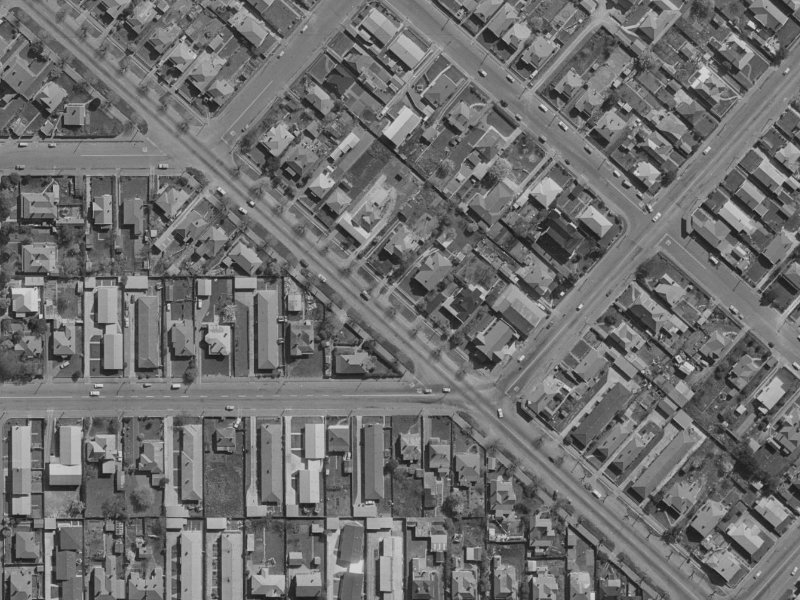 121A Linwood Avenue from the air, 1970-1974