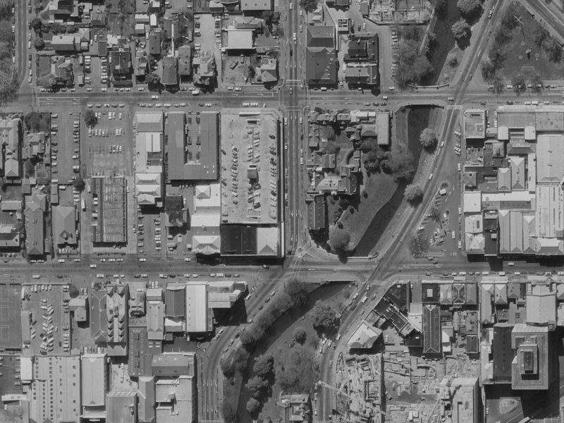 287-293 Durham Street North from the air, 1970-1974