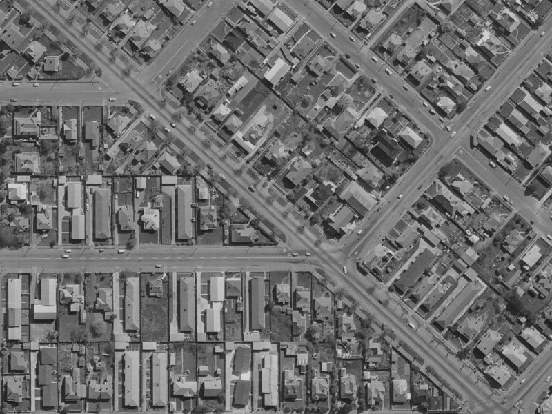 121-125 Linwood Avenue from the air, 1970-1974