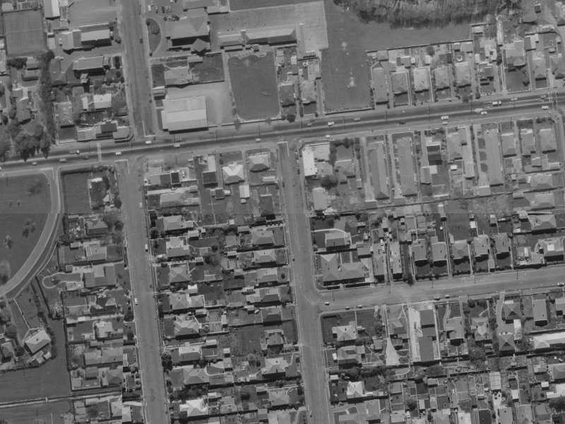 183 Riccarton Road from the air, 1970-1974