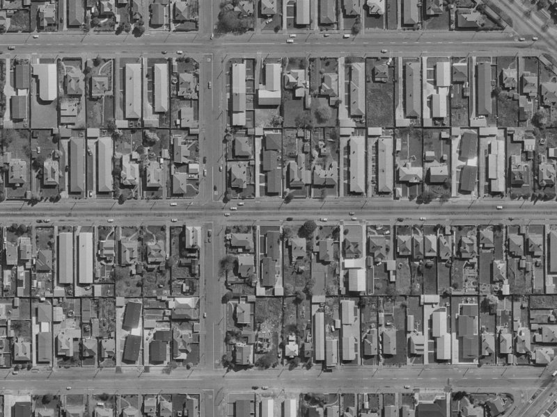 511-515 Worcester Street from the air, 1970-1974