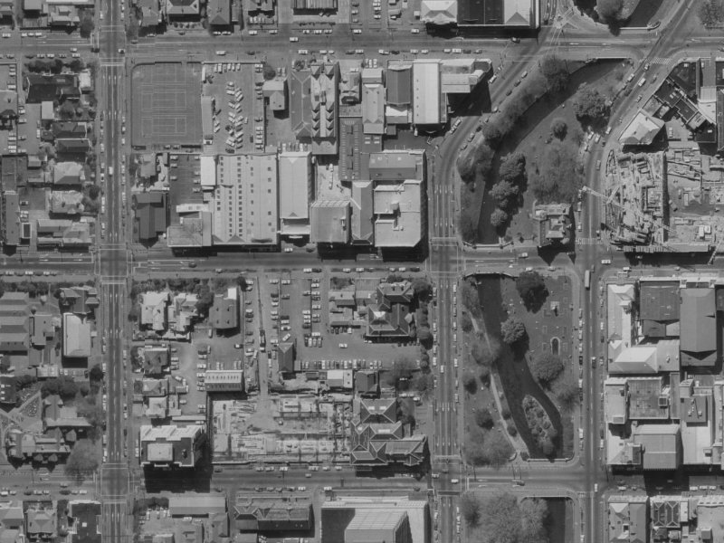 78–88 Worcester Street from the air, 1970-1974