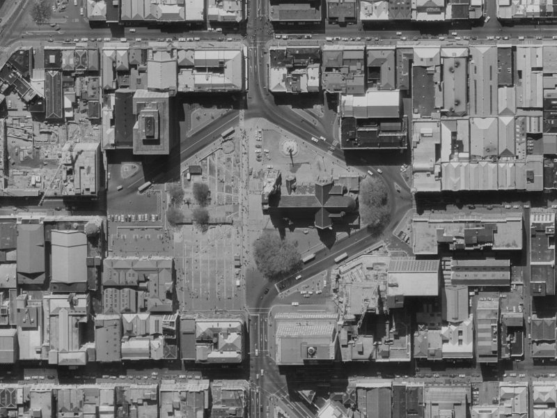 Cathedral Square from the air, 1970-1974