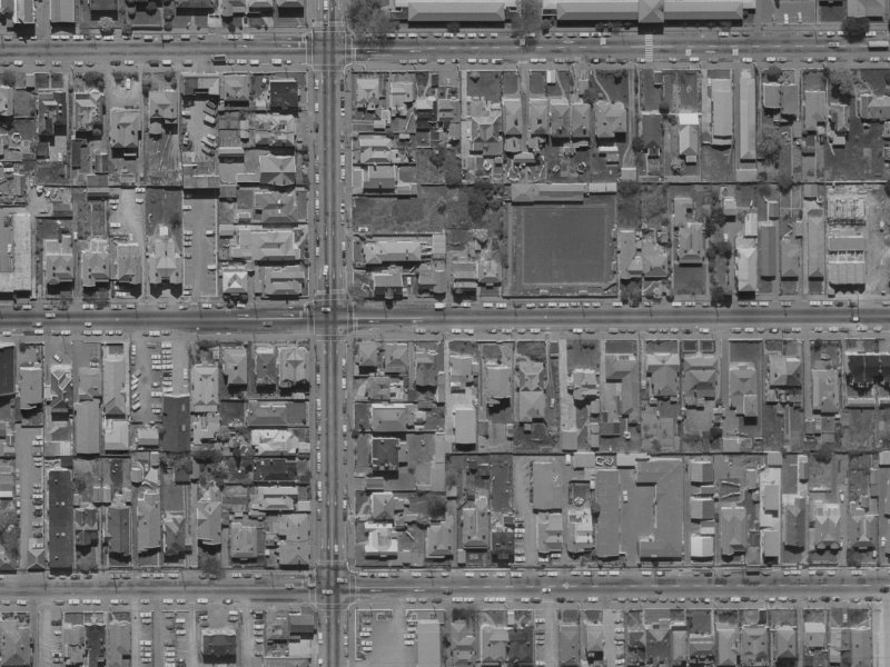 216-220 Worcester Street from the air, 1970-1974