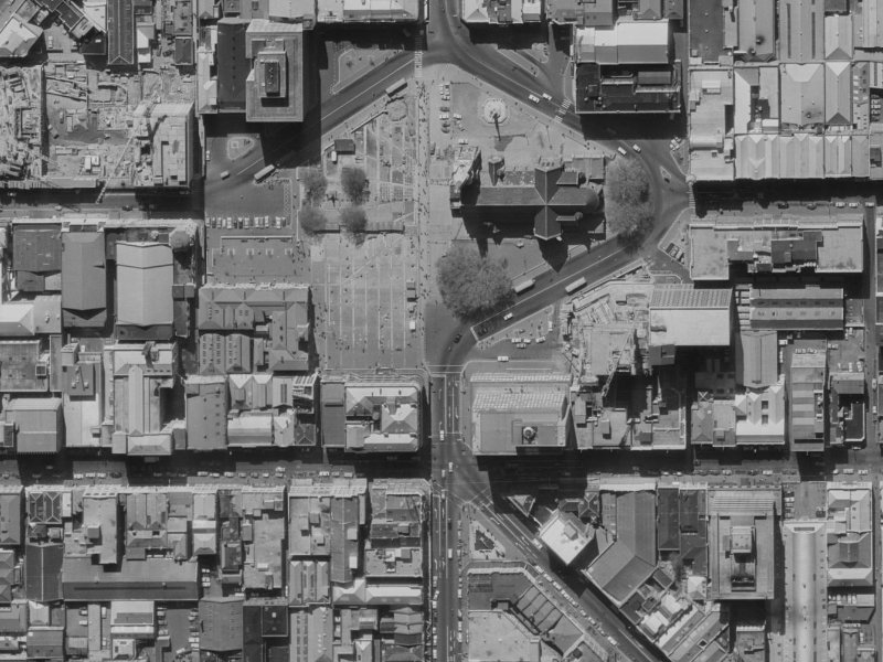 Colombo Street from the air, 1970-1974
