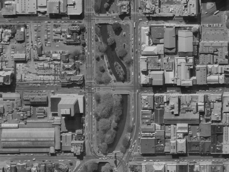 71-75 Hereford Street from the air, 1970-1974
