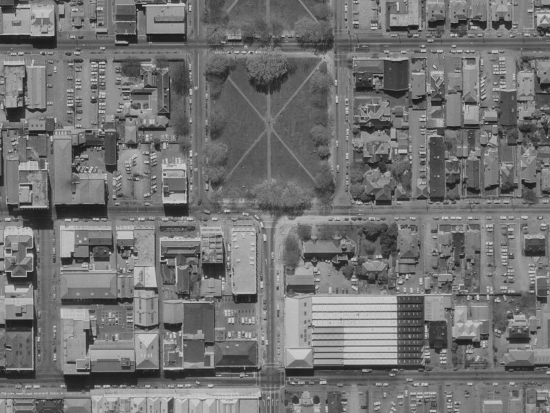 221-223 Hereford Street from the air, 1970-1974