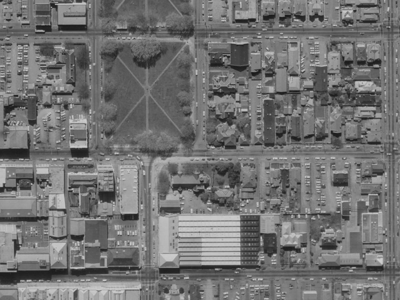 235-237 Hereford Street from the air, 1970-1974