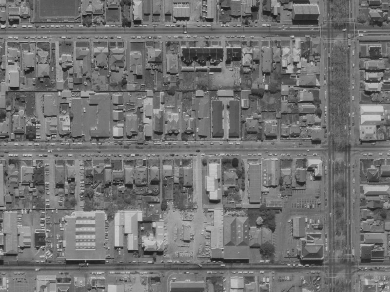 308 Hereford Street from the air, 1970-1974