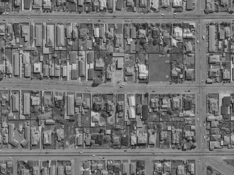 488-490 Hereford Street from the air, 1970-1974