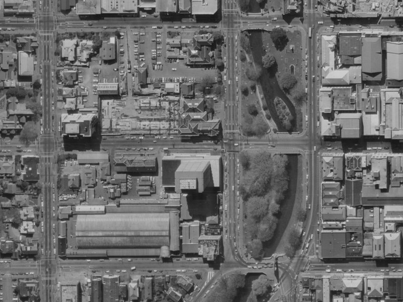 55-69 Hereford Street from the air, 1970-1974