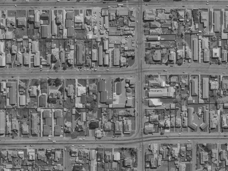 428-430 Hereford Street from the air, 1970-1974