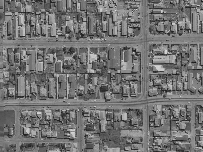 421 Cashel Street from the air, 1970-1974