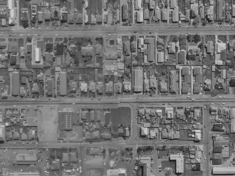 381 Cashel Street from the air, 1970-1974