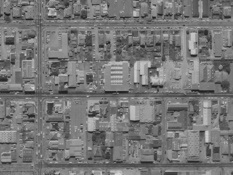 283 Cashel Street from the air, 1970-1974