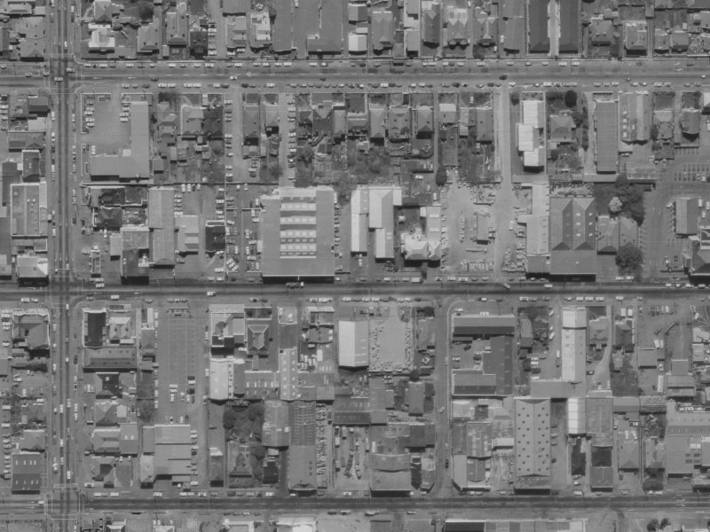 295 Cashel Street from the air, 1970-1974