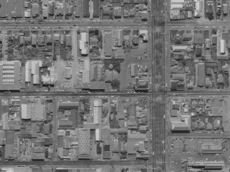 323 Cashel Street from the air, 1970-1974