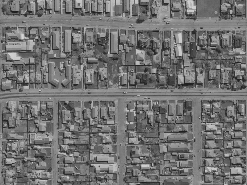 477A Cashel Street from the air, 1970-1974