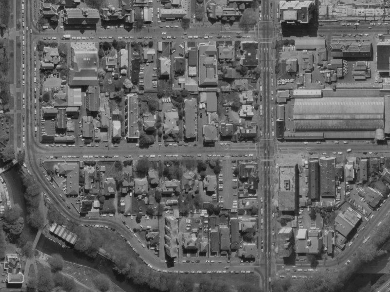32-36 Cashel Street from the air, 1970-1974