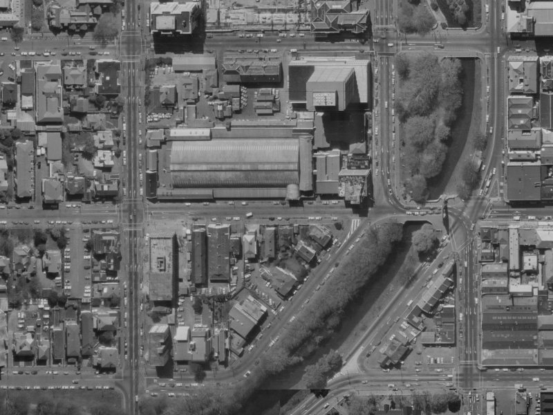 55–61 Cashel Street from the air, 1970-1974