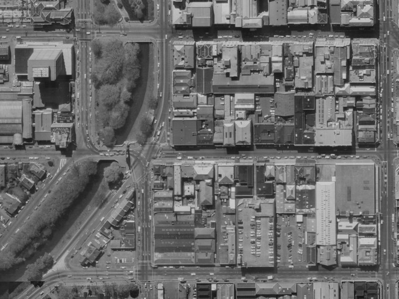 88 Cashel Street from the air, 1970-1974