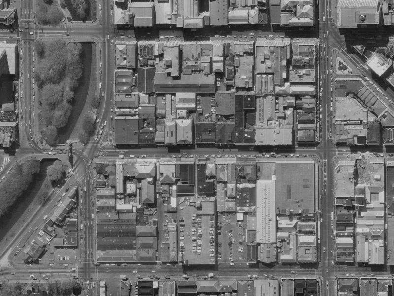 97 Cashel Street from the air, 1970-1974