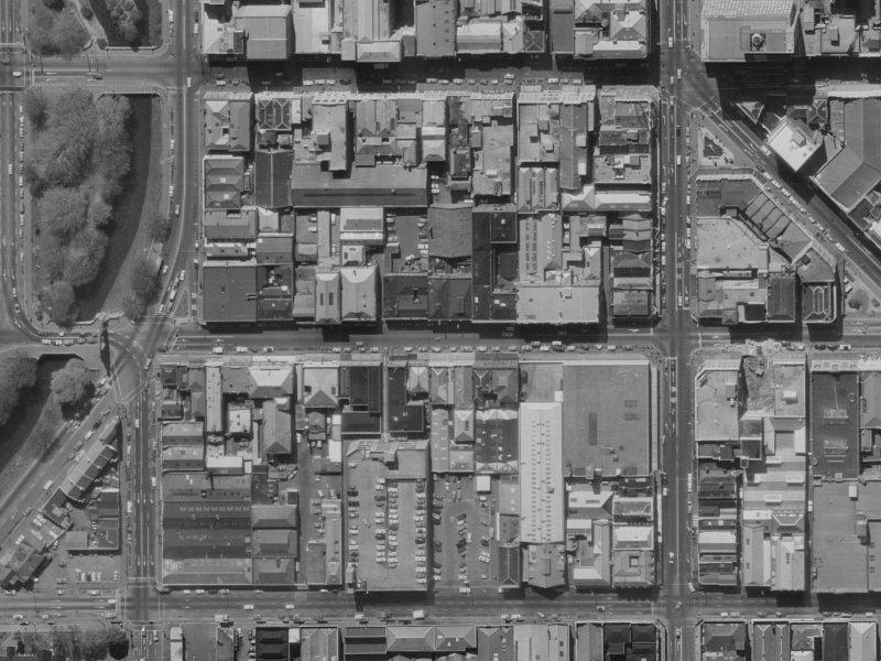 120 Cashel Street from the air, 1970-1974