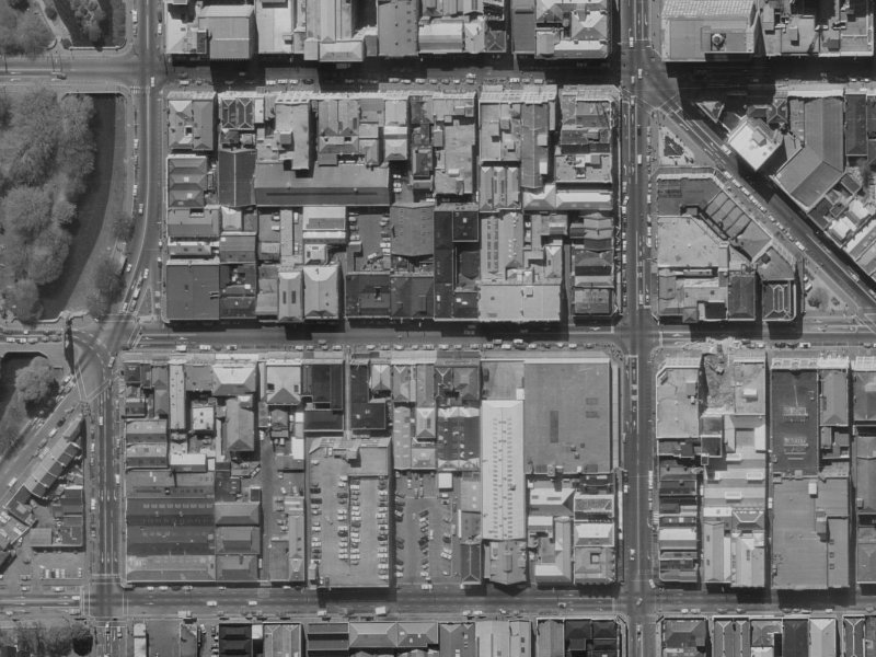 105 Cashel Street from the air, 1970-1974
