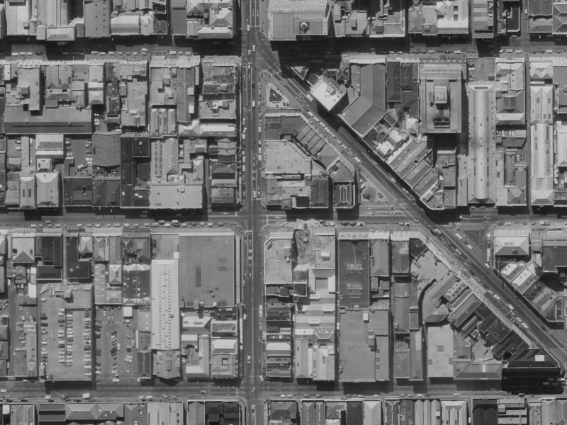 129 Cashel Street from the air, 1970-1974