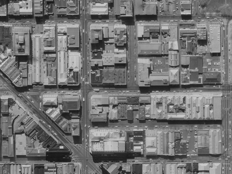 185 Cashel Street from the air, 1970-1974
